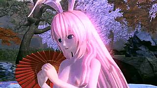megurine luka's full nude mod reveals big tits ass pussy and boobs in single red leaf project diva