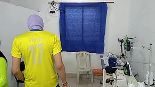 yo since im such a slut fashion designer i flash my big tits at work