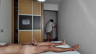 i jerk off right in front of the hotel cleaning lady eyes