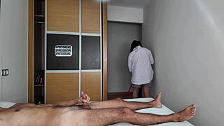 i jerk off right in front of the hotel cleaning lady eyes