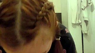 redhead roommate grabbed my dick for deepthroat then spit my cum back on it