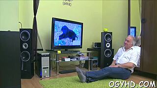 Banged by that old guy, hot young babe loving every rough thrust?