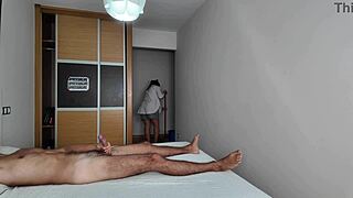 i jerk off right in front of the hotel cleaning lady eyes