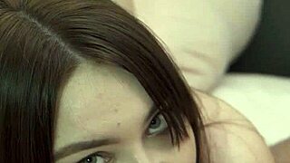 Sh! his cum drips from pussy as she strap-on fucks him after chastity belt blowjob dildo spanking