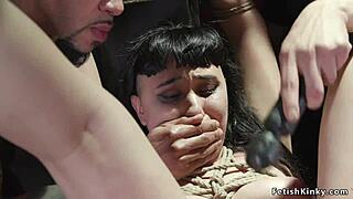 ugh this pawg babe's gettin dp'd hard in bondage n it's fuckin wild