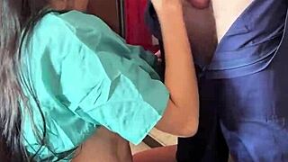Lara the sexy nurse sucks patient cock in halloween hospital cosplay then creampie doggy