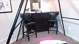 Maxine X Shoves Long Dildo Deep in Oriental Pussy While Moaning in Heels Lingerie on Bed