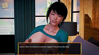 Brunette With Massive Tits Plays Naughty Game Teasing Her Huge Boobs In Family Fun Scene 523