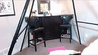 Maxine X Shoves Long Dildo Deep in Oriental Pussy While Moaning in Heels Lingerie on Bed