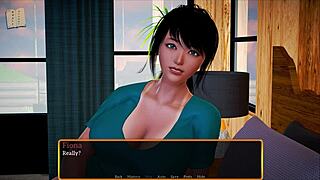 Brunette With Massive Tits Plays Naughty Game Teasing Her Huge Boobs In Family Fun Scene 523