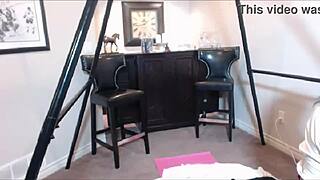 Maxine X Shoves Long Dildo Deep in Oriental Pussy While Moaning in Heels Lingerie on Bed