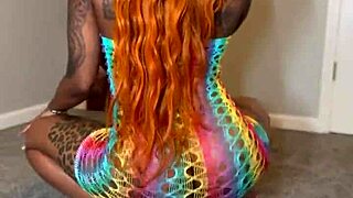 Hawt ebony big booty bitch rides bareback bbc creampie doggystyle then missionary sloppy