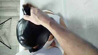 That pervert bitch slurped my cock in the tub then i facefucked her masked slave ass