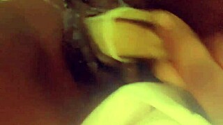 woman stuffs veggies deep into ass and pussy for wild fucking