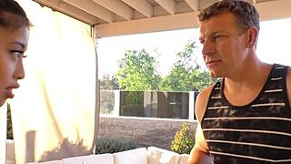 cute skinny asian teen 18+ gets pounded by massive white cock after sucking