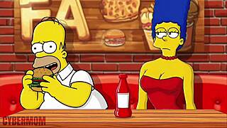 Married housewife slammed gloryhole hard in filthy public Simpsons restroom cartoon