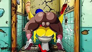 Married housewife slammed gloryhole hard in filthy public Simpsons restroom cartoon