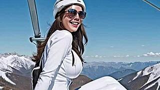 weekend ski trip turns into leather catsuit tit jerking dream in the snow ❄️🥵