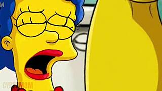 Married housewife slammed gloryhole hard in filthy public Simpsons restroom cartoon