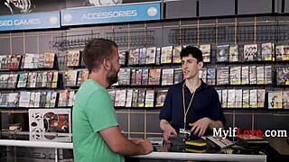 busty arab milf sarah randomly deepthroats blockbuster employee's cock like total slut