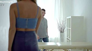 blonde babe gets fucked hard on the massage table