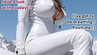 weekend ski trip turns into leather catsuit tit jerking dream in the snow ❄️🥵