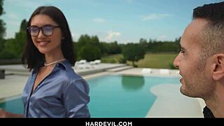 Dirty Jadilica deepthroats Raul Costa's monster cock outdoors then assfucks