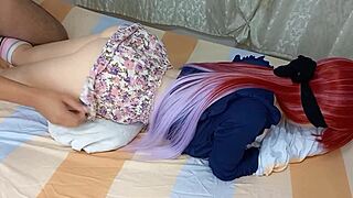 Virgin Stepdaughter Dancer Seduces in Flowery Miniskirt with Tight Pussy and Ass