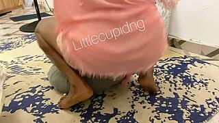 curvy amateur rides dildo on bed squirting gaping pussy farting in lingerie solo