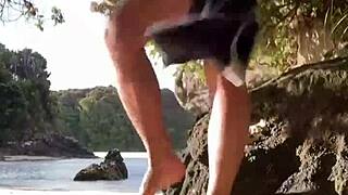 guy heads to the beach for some outdoor public fun time