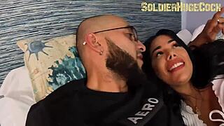 sharing a room with stunning latina beauty led to sloppy blowjob cowgirl and squirting orgasm fest