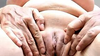 check out this mature milf's pussy spread wide open in close-up lingerie solo