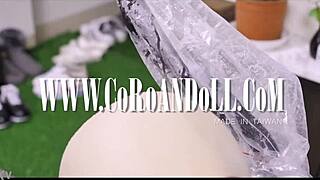 gas mask rubber latex catsuit bdsm play with bound masked fetish doll