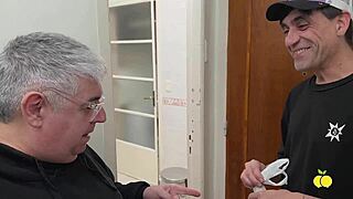 Cheap husband gone so wife rims neighbor's huge cock tip