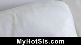 stepsister blindfolded tricked into riding blind big cock cowgirl