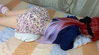 Virgin Stepdaughter Dancer Seduces in Flowery Miniskirt with Tight Pussy and Ass