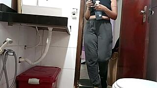 Maid's heart races wildly caught bending in bathroom