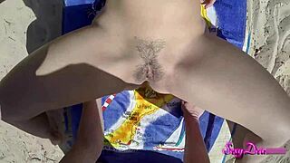 naughty tanned babe gets bent over doggystyle on sexydeas beach for pov cock pounding adventure