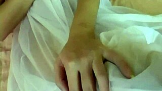 asian babe sucks cock hard while vibed to cumshot