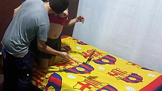 i spot stepmom stroking pussy then she begs for my cock help