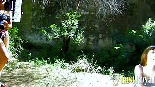 brunette bends over for her first time hardcore doggystyle on camera