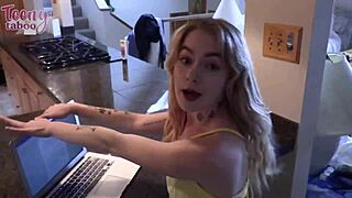 blonde babysitter sage fox rides seth brogan cowgirl then doggystyle for creampie while mom is away