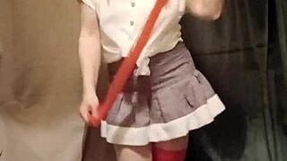 french housewife slave does a solo striptease session with caresses and magic wand masturbation orgasm dirty talk humiliation toys