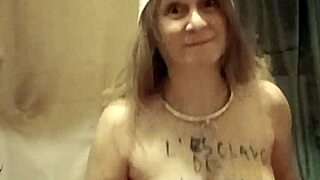 french housewife slave does a solo striptease session with caresses and magic wand masturbation orgasm dirty talk humiliation toys