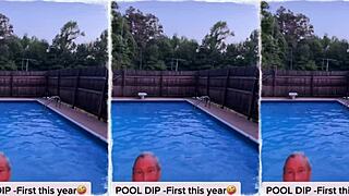 granny tries on bikini outfits showing off her big mature tits