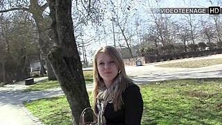 cute 19yo blonde jess teases lingerie in first porn casting