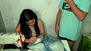 costureira sees client's monster cock erection and begs for rough pussy banging dirty talk?