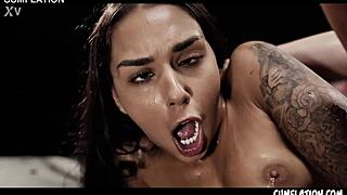 black angel latina cum slut gets extreme creampie cumflation with blasting squirt!!