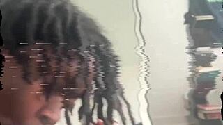 bbw ebony babe sees double with monster cocks deepthroating in mirror messy blowjob