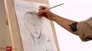 loli pop blonde skips panties in drawing class fuck?